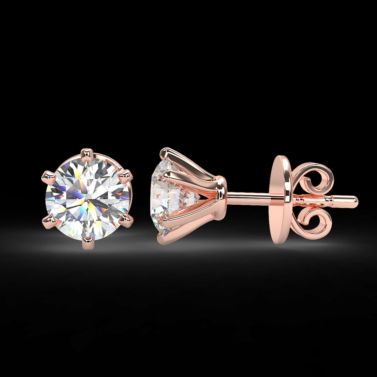 Rose gold earrings with 1 ctw diamonds