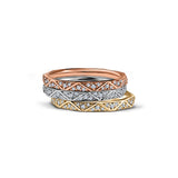 Geometric white gold wedding ring with diamonds