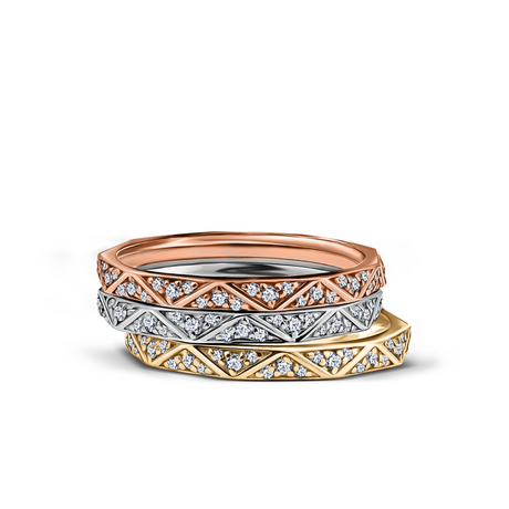 Geometric diamond wedding ring