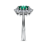 Crimson with 0.90ct emerald and diamonds