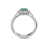 Crimson with 0.90ct emerald and diamonds