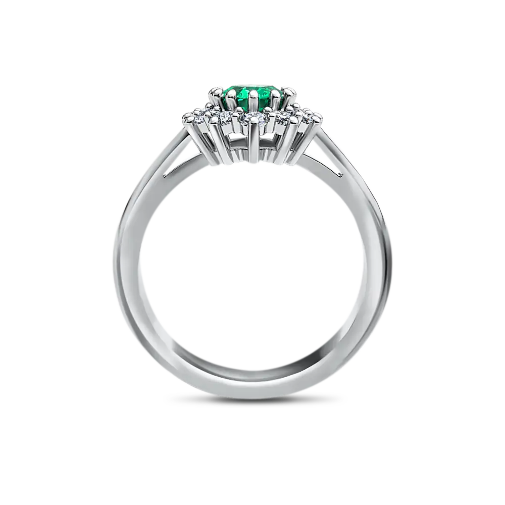 Crimson with 0.90ct emerald and diamonds