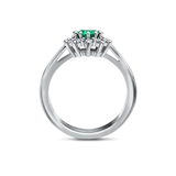 Crimson with 0.90ct emerald and diamonds
