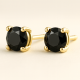Midnight Noir - Kolczyki z czarnymi diamentami 1ctw w żółtym złocie