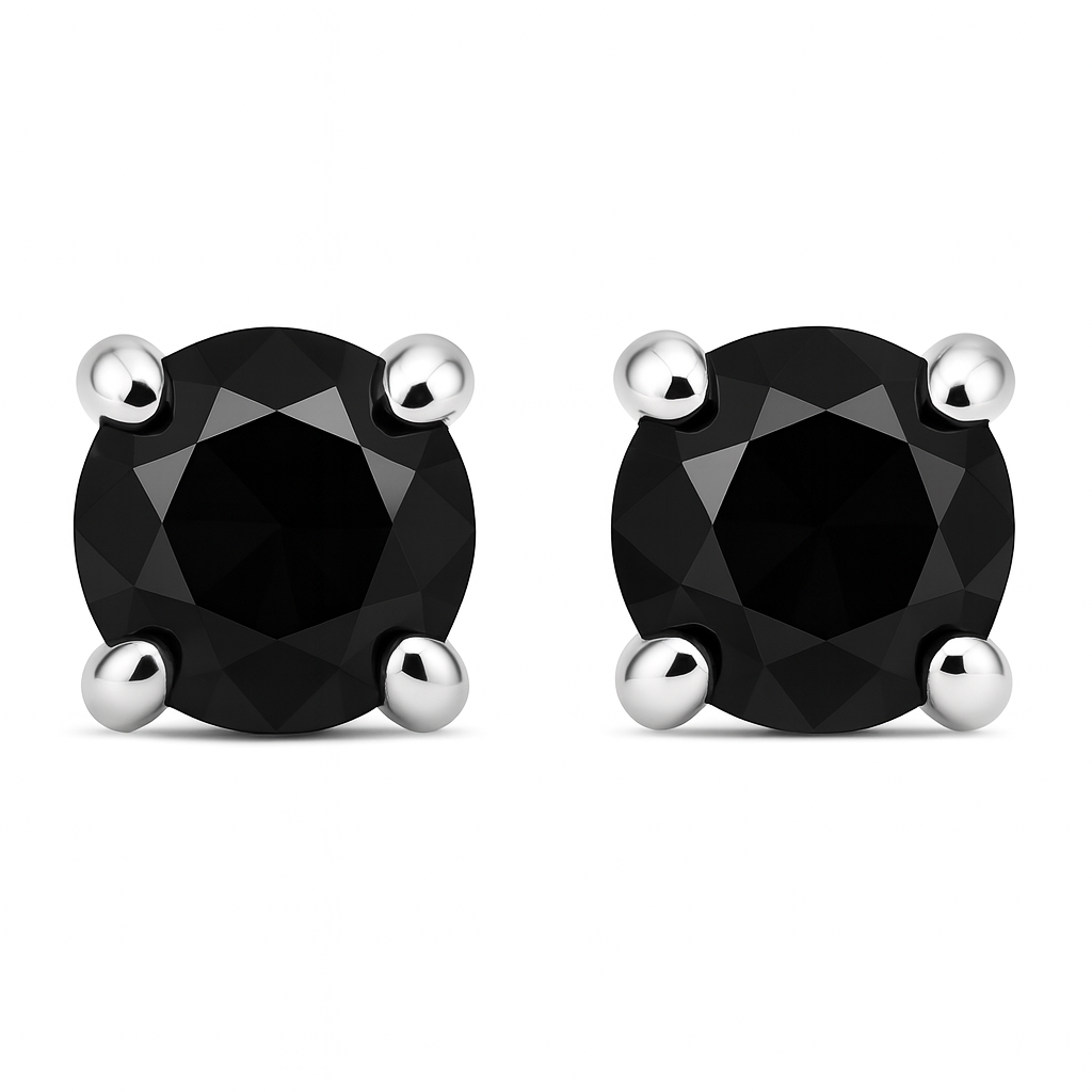 Midnight Noir - Kolczyki z czarnymi diamentami 1ctw w białym złocie