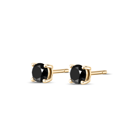 Midnight Noir - Kolczyki z czarnymi diamentami 1ctw w żółtym złocie
