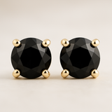 Midnight Noir - Kolczyki z czarnymi diamentami 1ctw w żółtym złocie