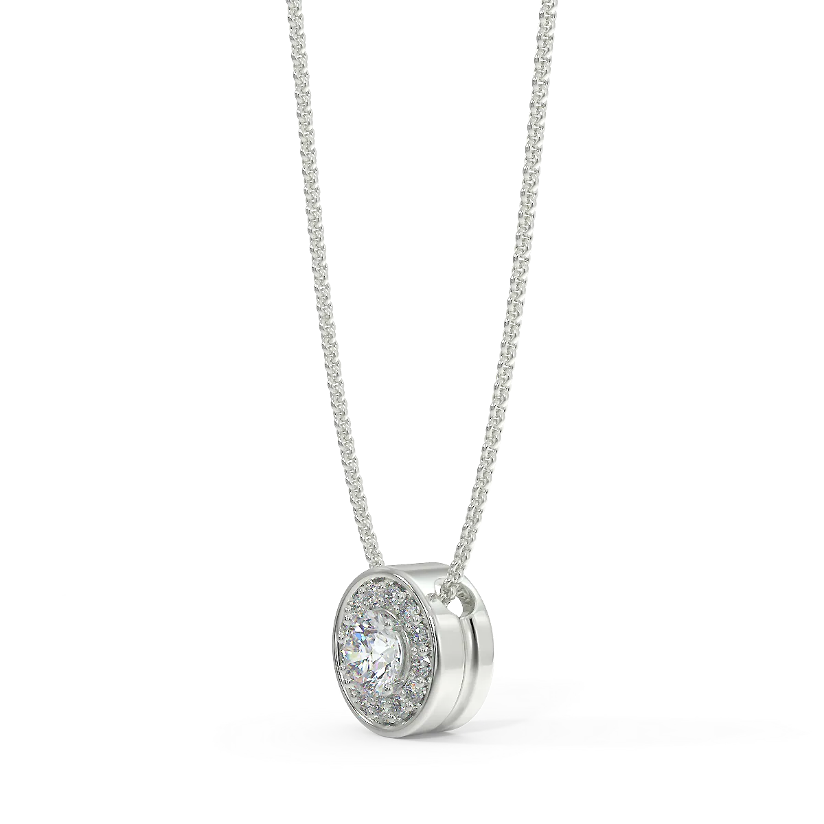 White gold halo pendant with 0.15 ct diamonds