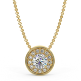 Yellow gold halo pendant with 0.15 ctw diamonds