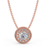 Rose gold halo pendant with 0.15 ct diamonds