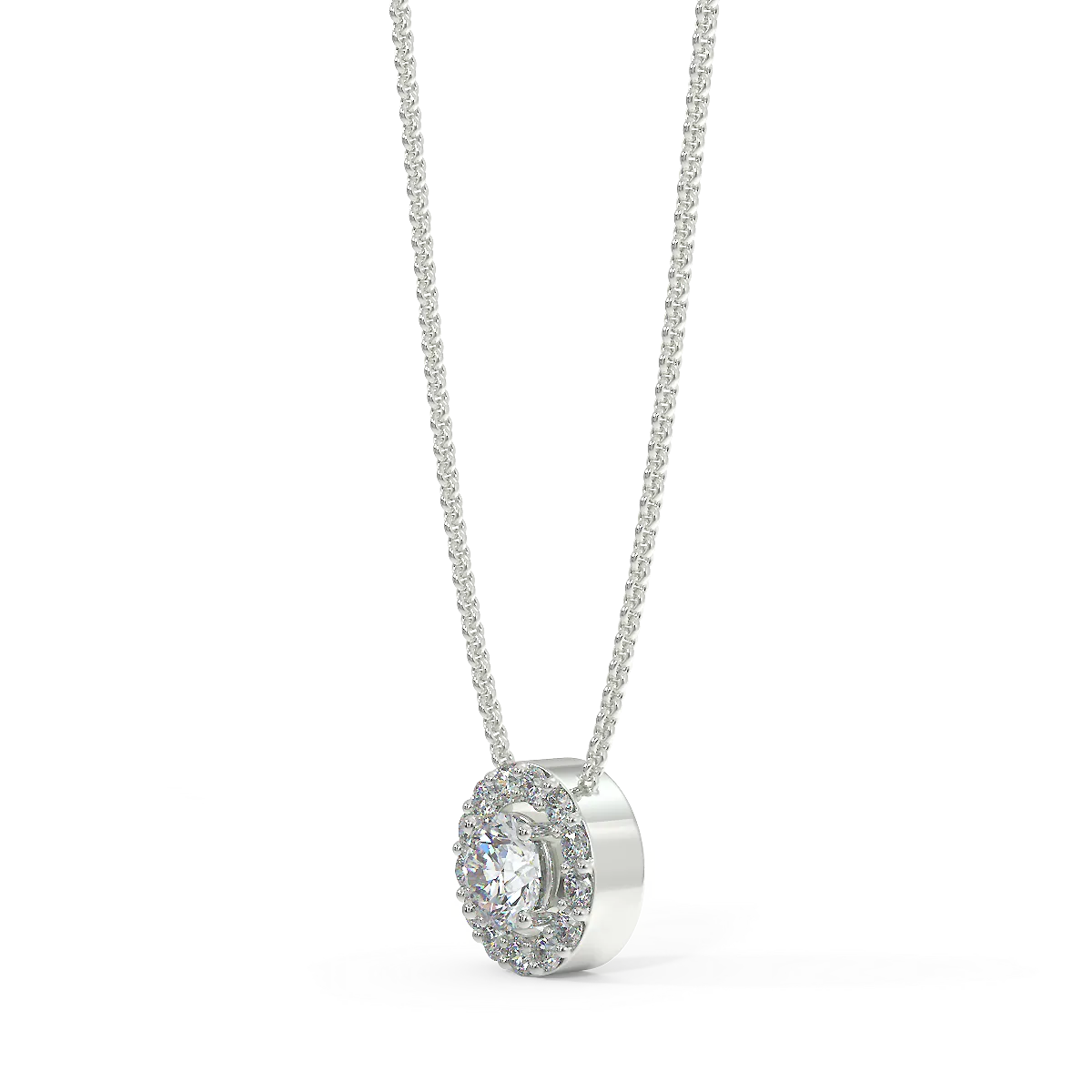 White gold halo pendant with 0.15 ct diamonds