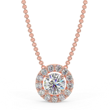 Rose gold halo pendant with 0.15 ctw diamonds