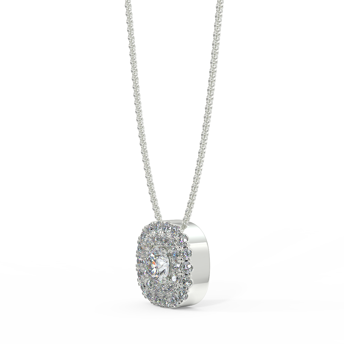 Halo style pendant in white gold with 0.22 ctw diamonds