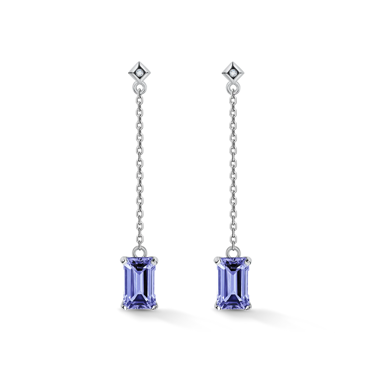 Modern Tanzanite Drop - kolczyki z tanzanitami i diamentami 2ctw