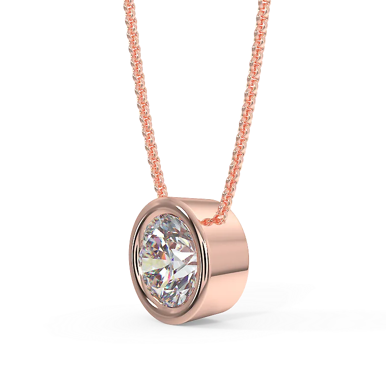 Zawieszka w różowym złocie z diamentem 0,40ct, widok z boku