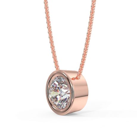 Zawieszka w różowym złocie z diamentem 0,40ct, widok z boku