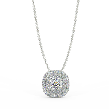 Zawieszka z diamentami w białym złocie z podwójną linią diamentów.
