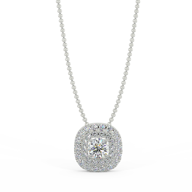 Zawieszka z diamentami w białym złocie z podwójną linią diamentów.