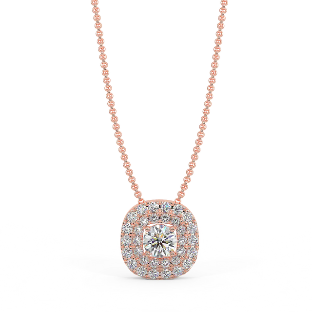 Zawieszka z diamentami w różowym złocie z podwójną linią diamentów.