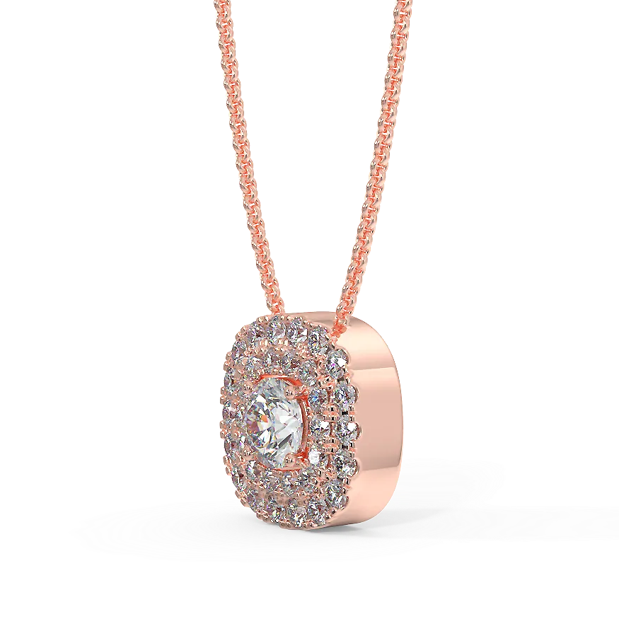 Zawieszka z diamentami w różowym złocie z podwójną linią diamentów.