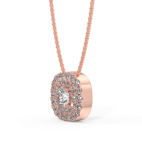 Zawieszka z diamentami w różowym złocie z podwójną linią diamentów.