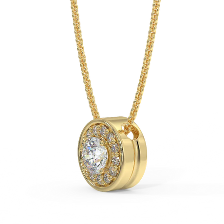 Zawieszka z diamentami w stylu halo w żółtym złocie