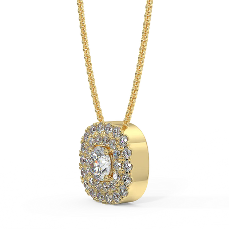Zawieszka z diamentami w żółtym złocie z podwójną linią diamentów., widok z boku