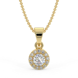 Zawieszka z diamentami w żółtym zlocie. Zawieszka halo z diamentami.