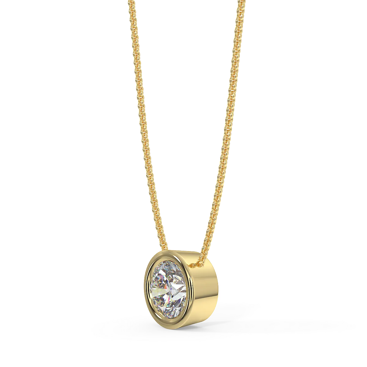 Zawieszka z diamentem 0,40ct w żółtym złcoie, widok z boku