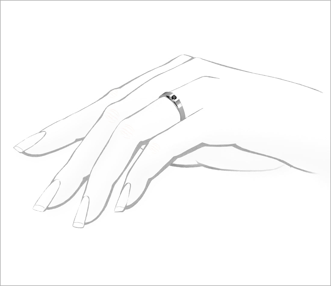A stunning ring with a black diamond