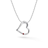 Silver heart pendant with ruby